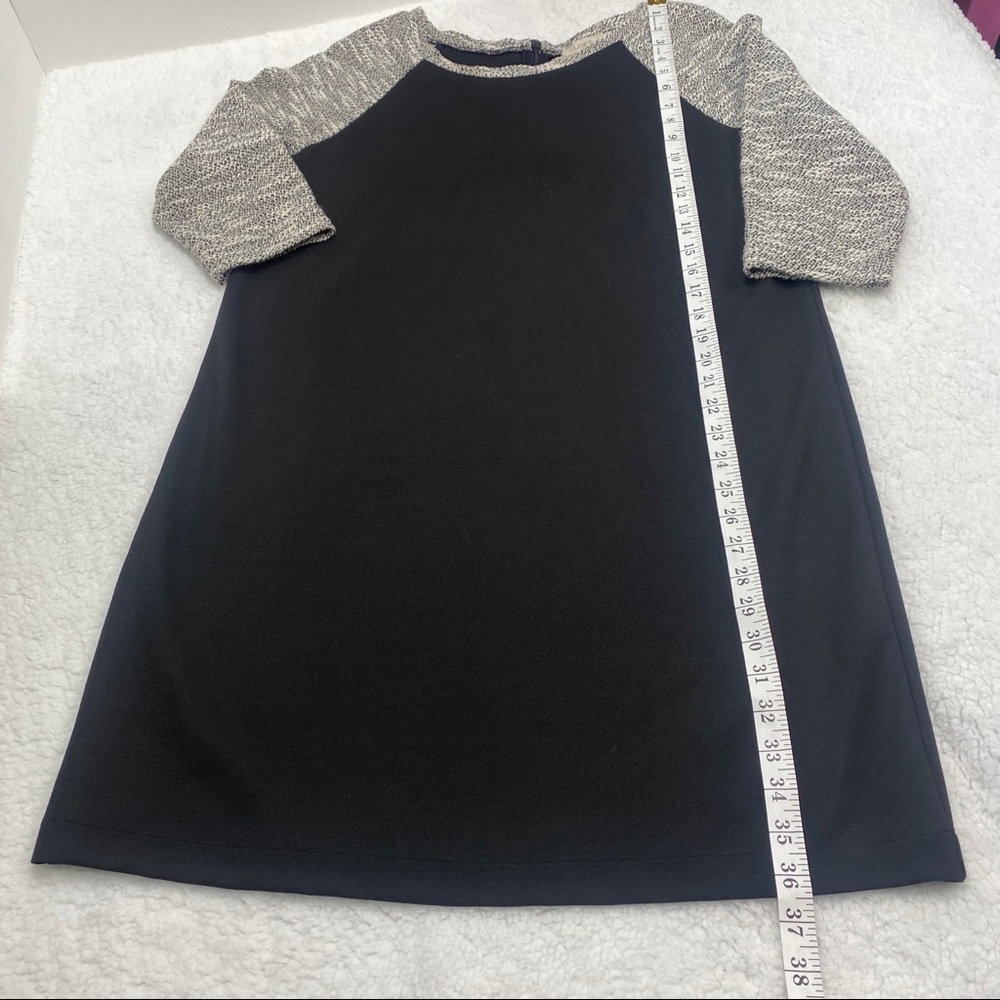 Ann Taylor LOFT black dress with gray & white 3/4 sleeves size 10 Relaxed Fit - Picture 2 of 8